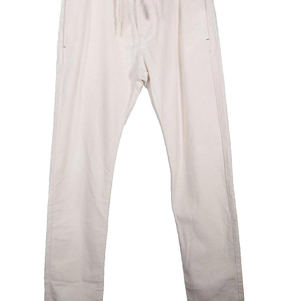 Officina 36 Women Size 46 IvoryLinen Trouser Pant Straight Leg Drawstring Waist